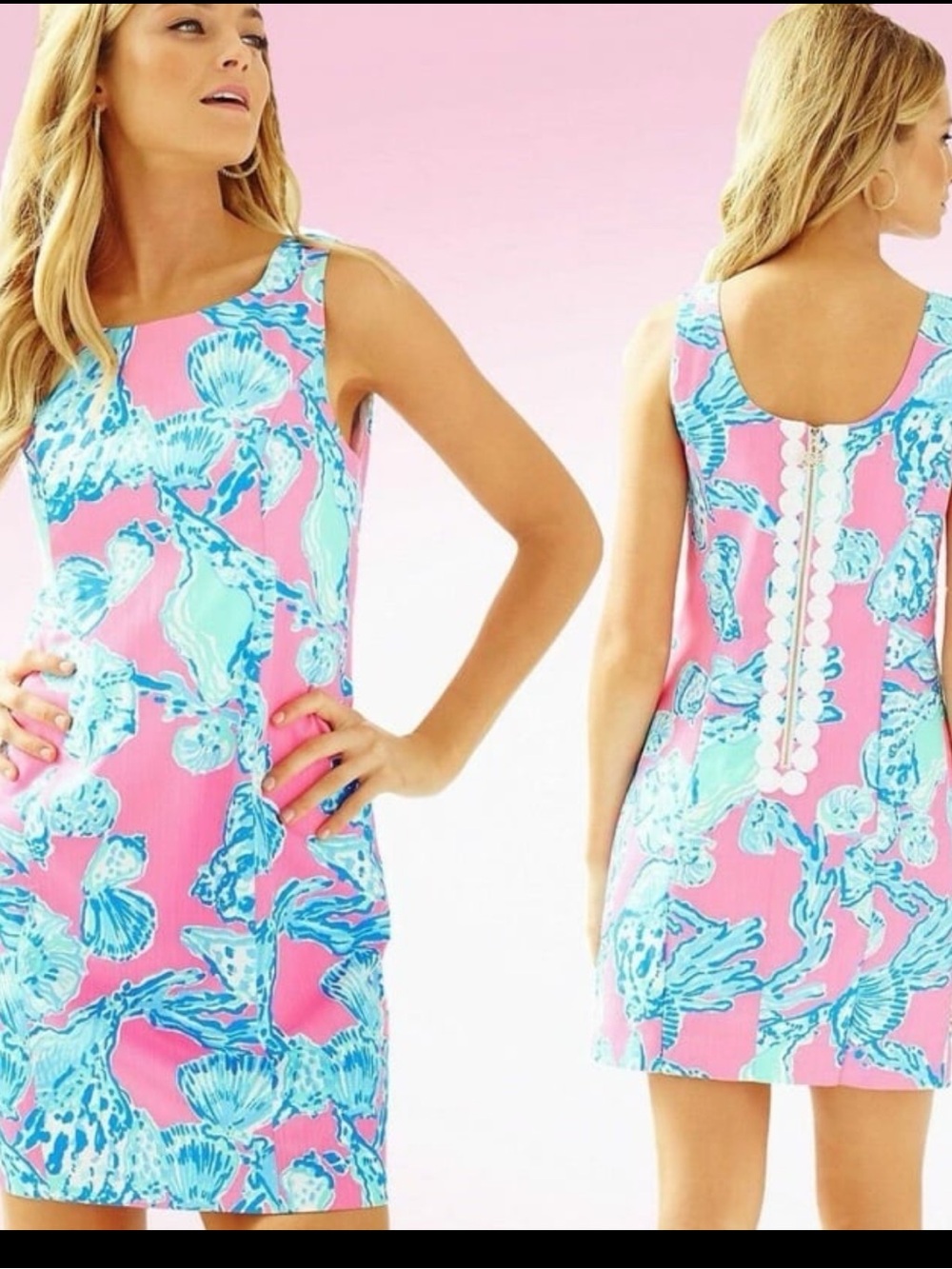 Lilly Pulitzer Cathy Pink Pout Barefoot Princess Lace Back Shift Dress Sz 12